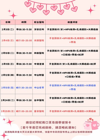 115年2月份癌症篩檢活動場次(圖檔)2